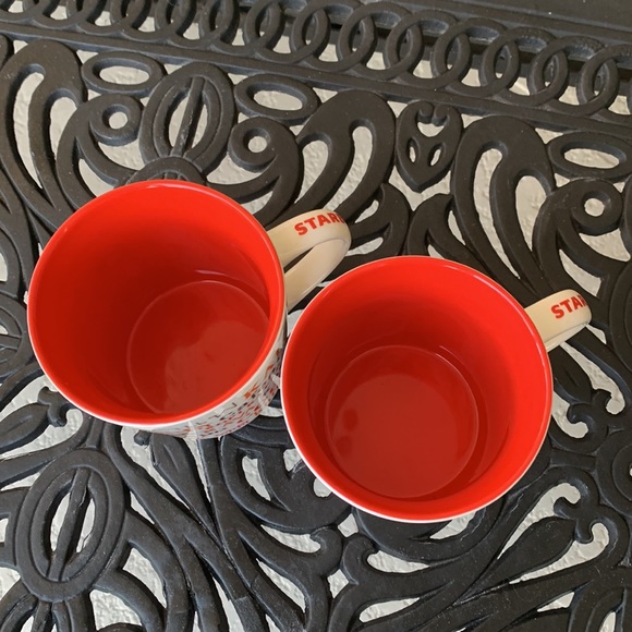 Set of Two NEW Starbucks coffee mugs in white/ red w/ multi language “coffee” - Picture 2 of 9